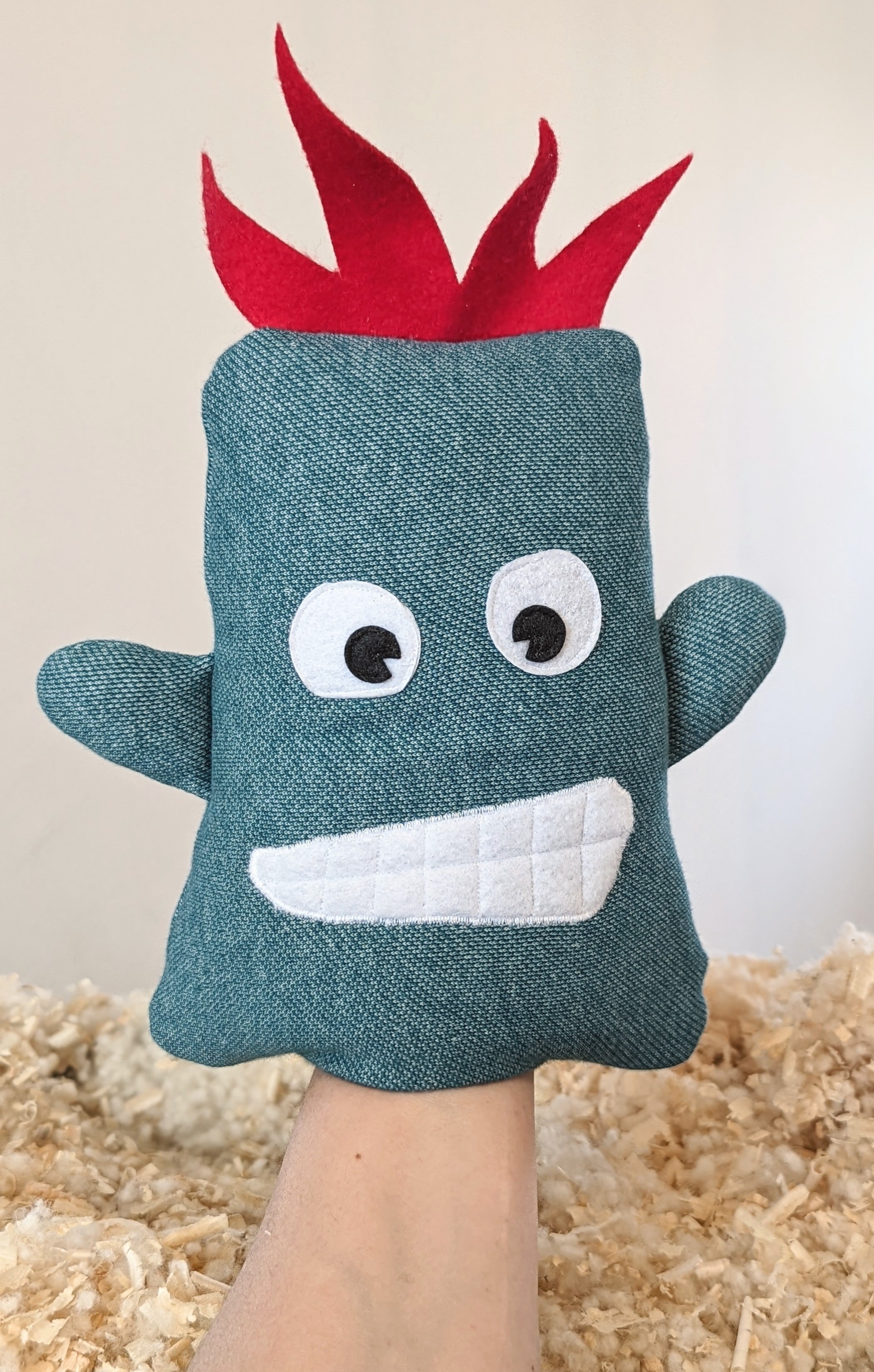 Zirbenstoffel Peace Gefühlsmonster, Handpuppe zum Kuscheln und Liebhaben
