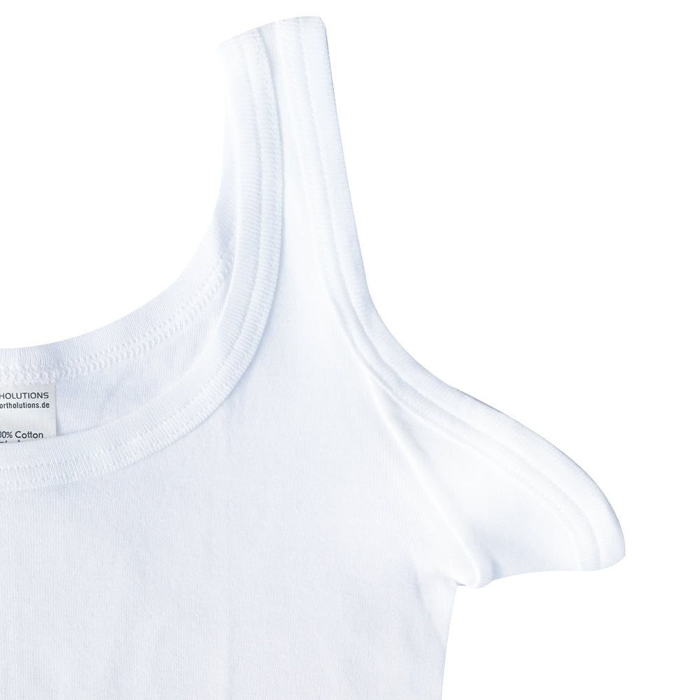 Korsetthemd Korsettshirt Tanktop Achselschutz links Brace Shirt Baumwolle weiss Detail